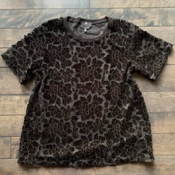 7 for all Mankind Velvet Burnout Tee - NEW - Picture 1 of 2